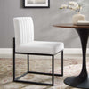 Modway Carriage Channel Tufted Sled Base Upholstered Fabric Dining Chair Black White MDY-EEI-3807-BLK-WHI