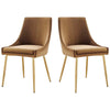 Modway Viscount Performance Velvet Dining Chairs-Set of 2, Cognac