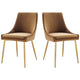 Modway Viscount Performance Velvet Dining Chairs-Set of 2, Cognac