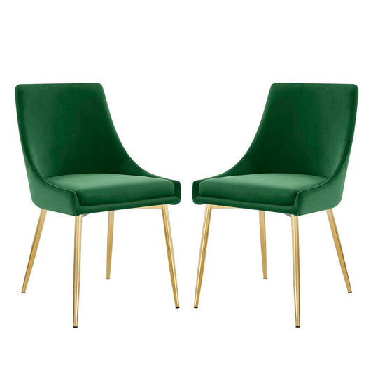 Modway Viscount Performance Velvet Dining Chairs-Set of 2, Emerald