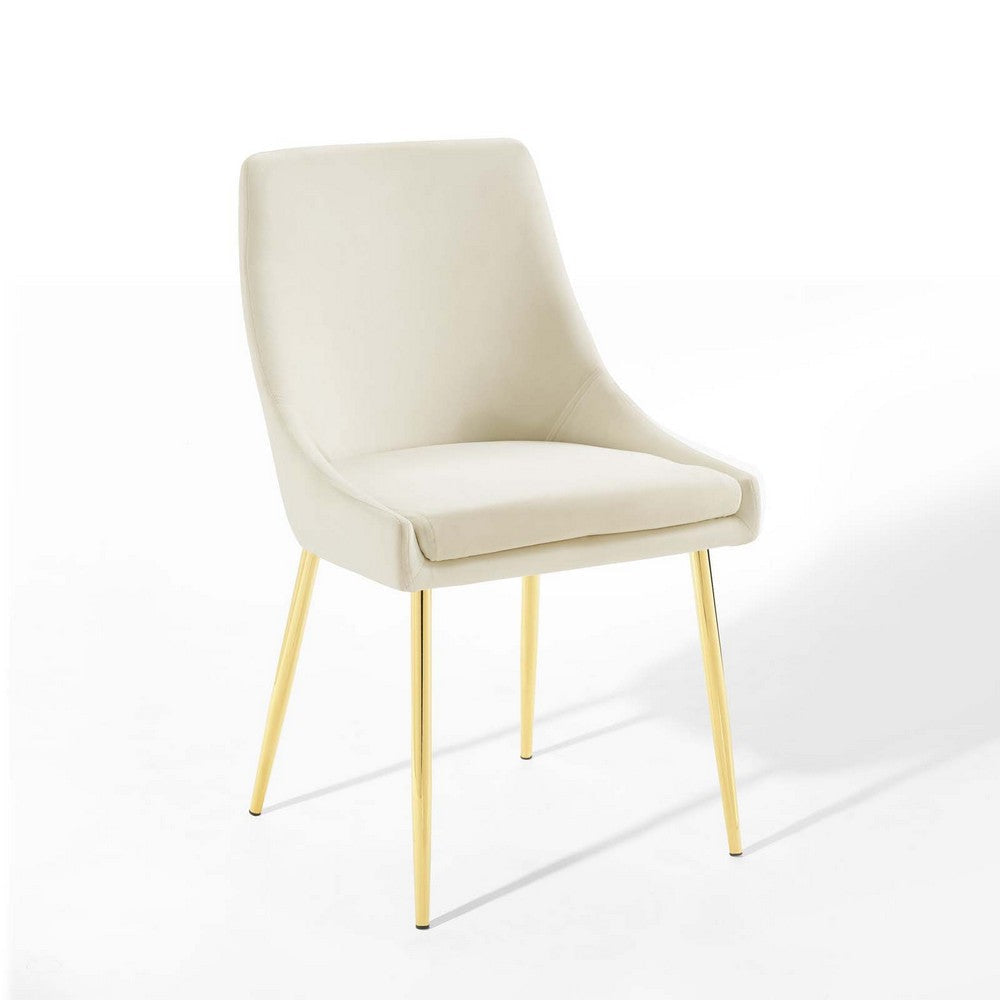 Modway Viscount Performance Velvet Dining Chairs - Set of 2 Gold Ivory MDY-EEI-3808-GLD-IVO