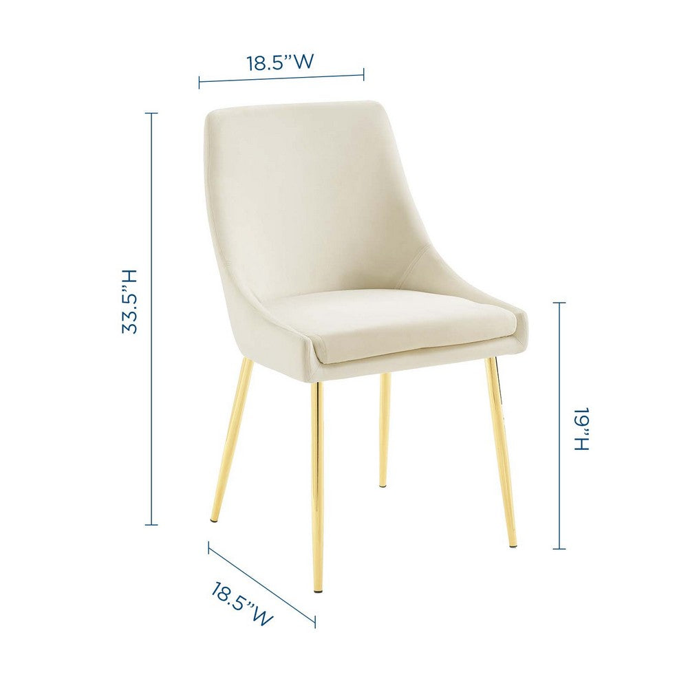 Viscount Performance Velvet Dining Chairs Set of 2 by Modway| White