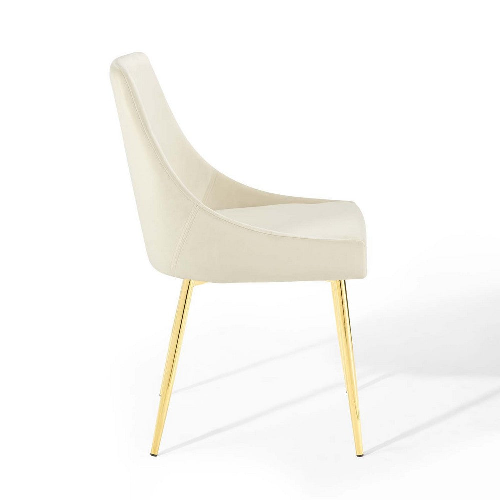 Viscount Performance Velvet Dining Chairs Set of 2 by Modway| White