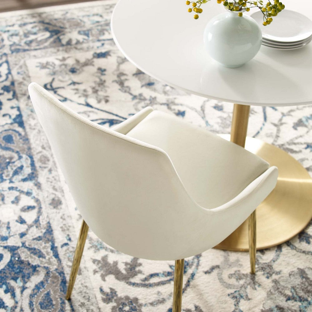 Viscount Performance Velvet Dining Chairs Set of 2 by Modway| White