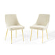 Viscount Performance Velvet Dining Chairs Set of 2 by Modway| White