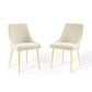 Modway Viscount Performance Velvet Dining Chairs - Set of 2, Gold Ivory