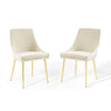 Modway Viscount Performance Velvet Dining Chairs - Set of 2, Gold Ivory