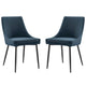 Modway Viscount Upholstered Fabric Side Dining Chairs Set of 2, Black Azure