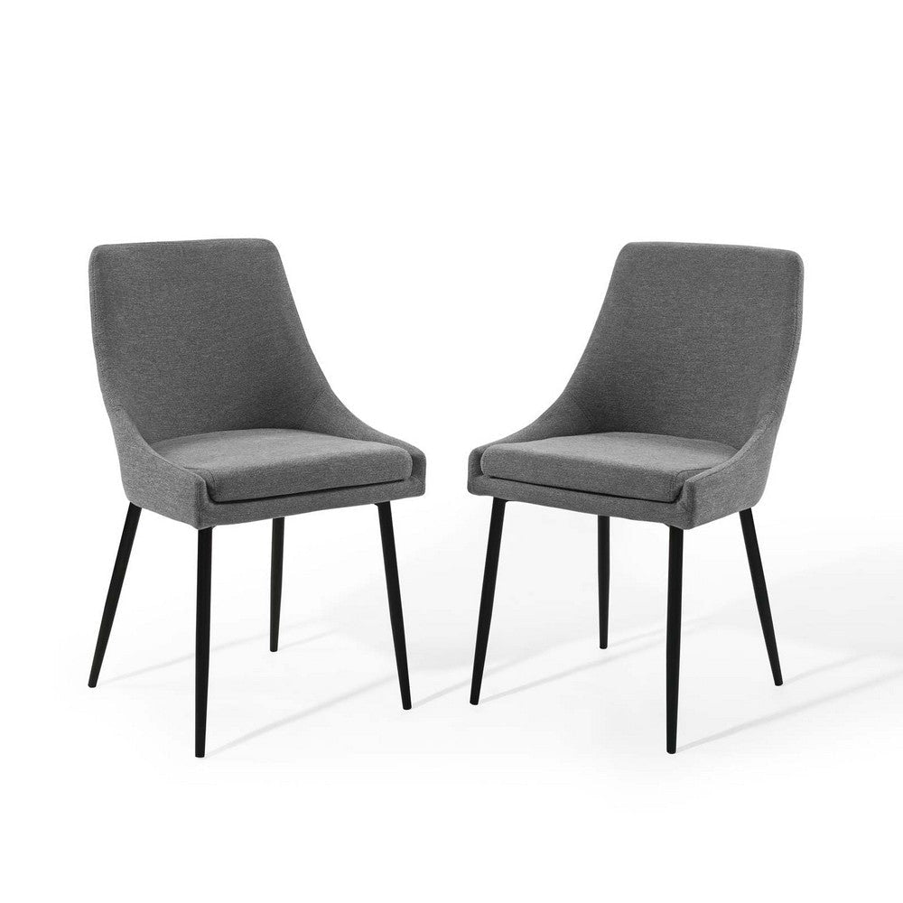 Modway Viscount Upholstered Fabric Dining Chairs - Set of 2, Black Charcoal