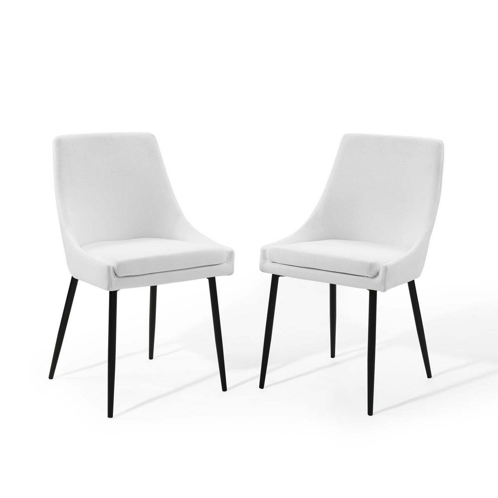 Viscount Upholstered Fabric Dining Chairs Set of 2 by Modway| White