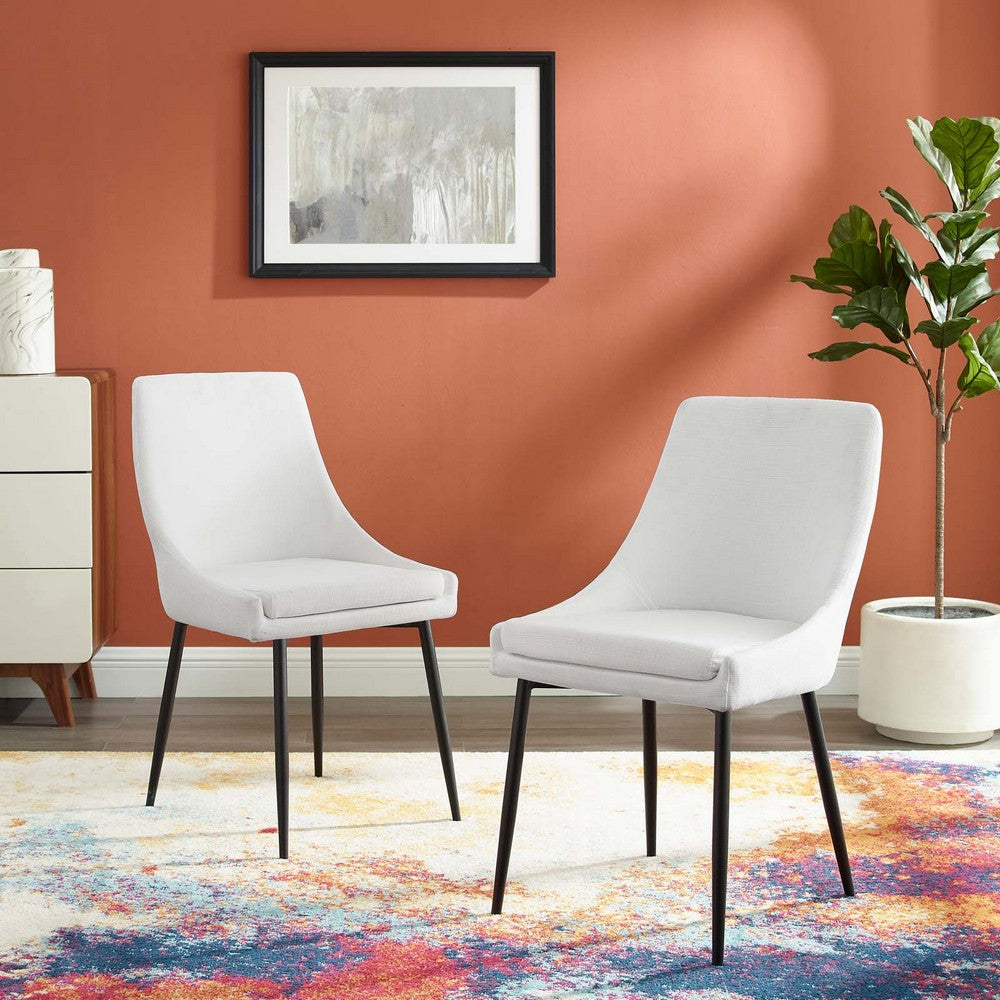 Viscount Upholstered Fabric Dining Chairs Set of 2 by Modway| White