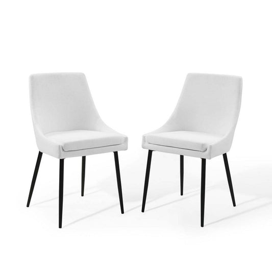 Modway Viscount Upholstered Fabric Dining Chairs - Set of 2, Black White