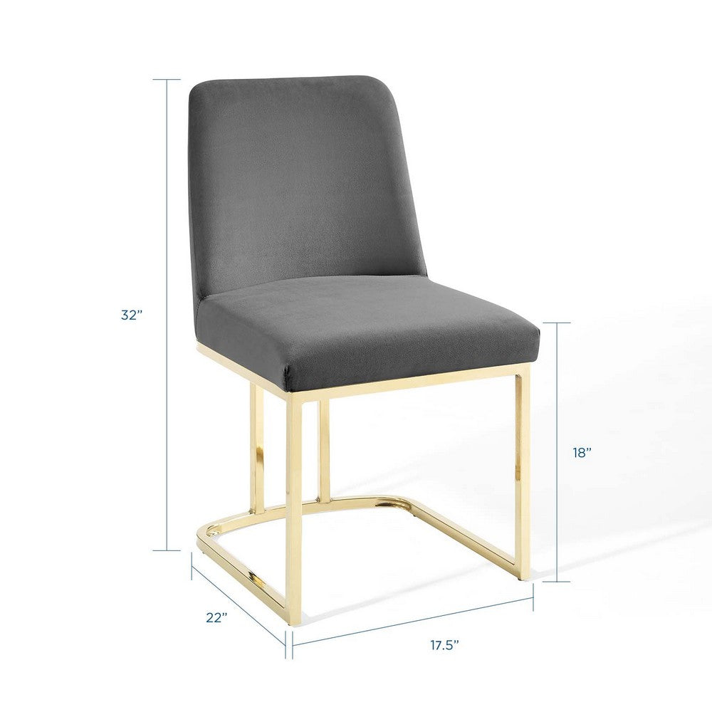 Amplify Sled Base Performance Velvet Dining Side Chair by Modway| Gray