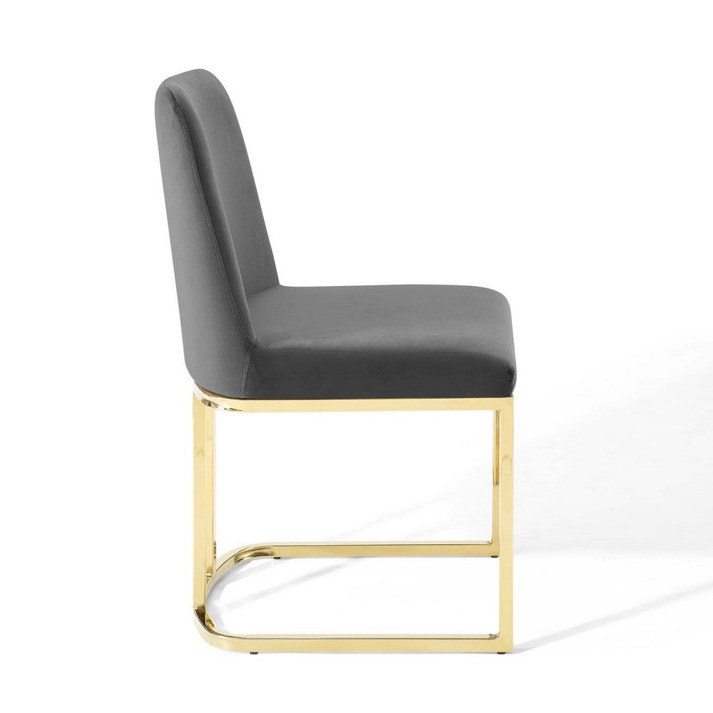 Amplify Sled Base Performance Velvet Dining Side Chair by Modway| Gray