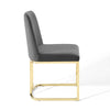 Modway Amplify Sled Base Performance Velvet Dining Side Chair Gold Gray MDY-EEI-3810-GLD-GRY