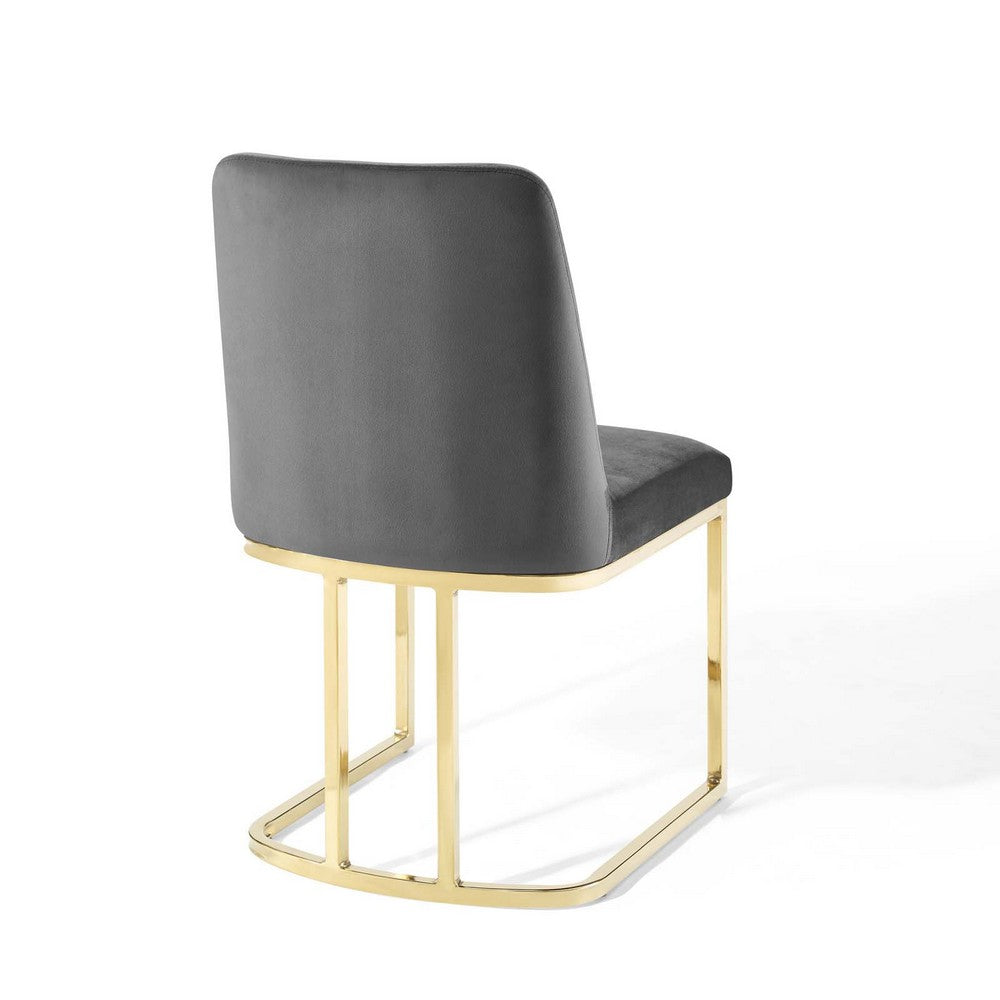 Amplify Sled Base Performance Velvet Dining Side Chair by Modway| Gray