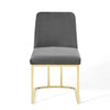 Modway Amplify Sled Base Performance Velvet Dining Side Chair Gold Gray MDY-EEI-3810-GLD-GRY