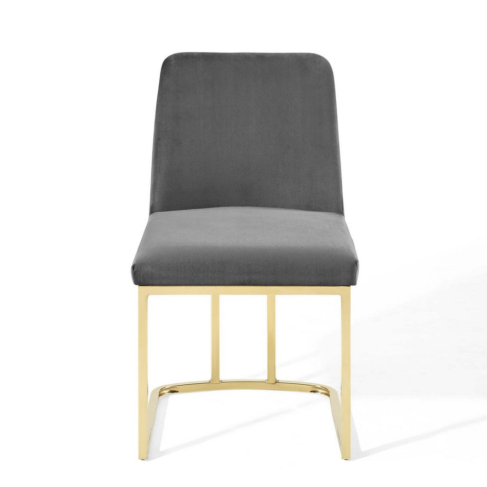 Amplify Sled Base Performance Velvet Dining Side Chair by Modway| Gray
