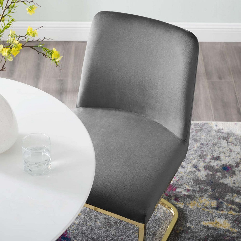 Amplify Sled Base Performance Velvet Dining Side Chair by Modway| Gray