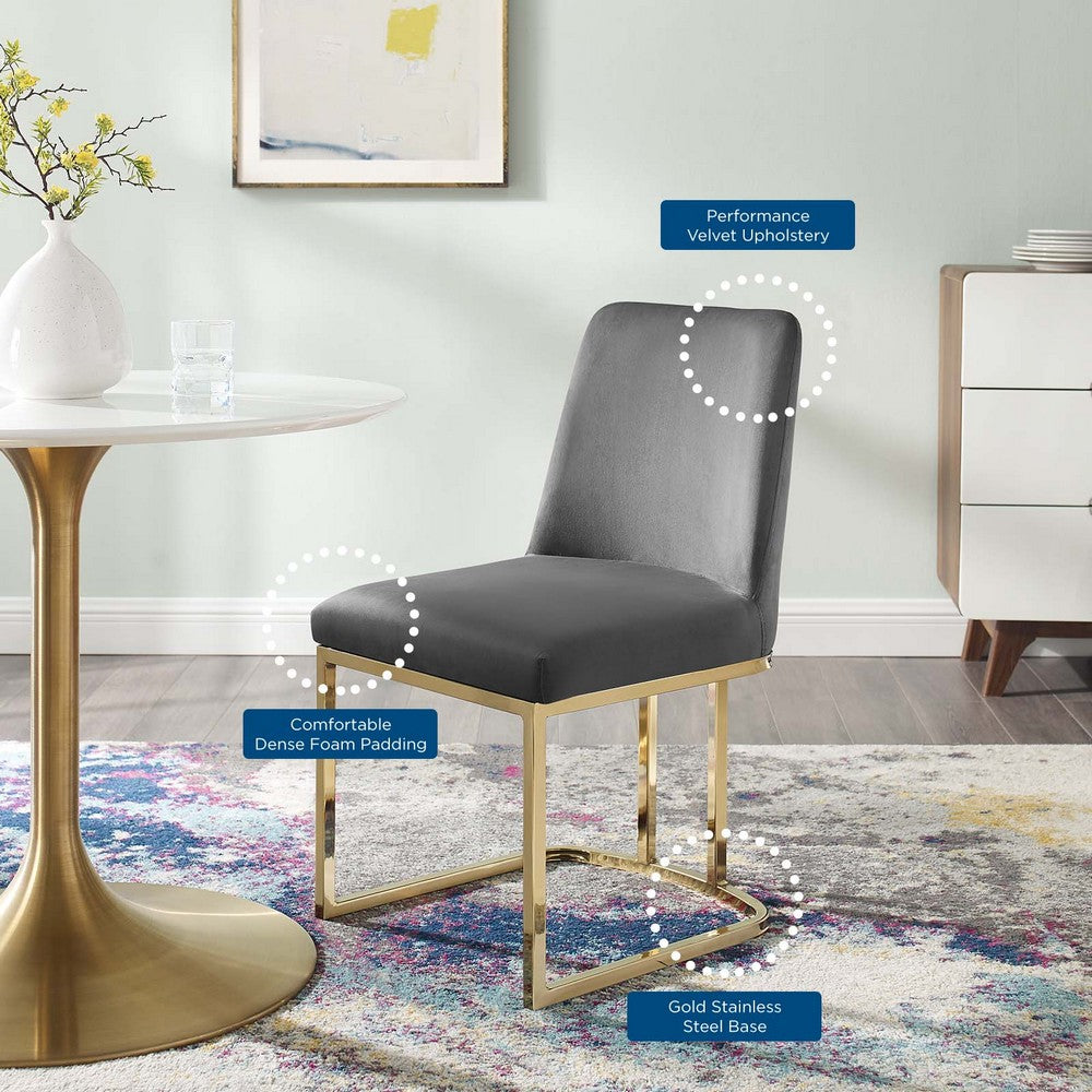 Amplify Sled Base Performance Velvet Dining Side Chair by Modway| Gray