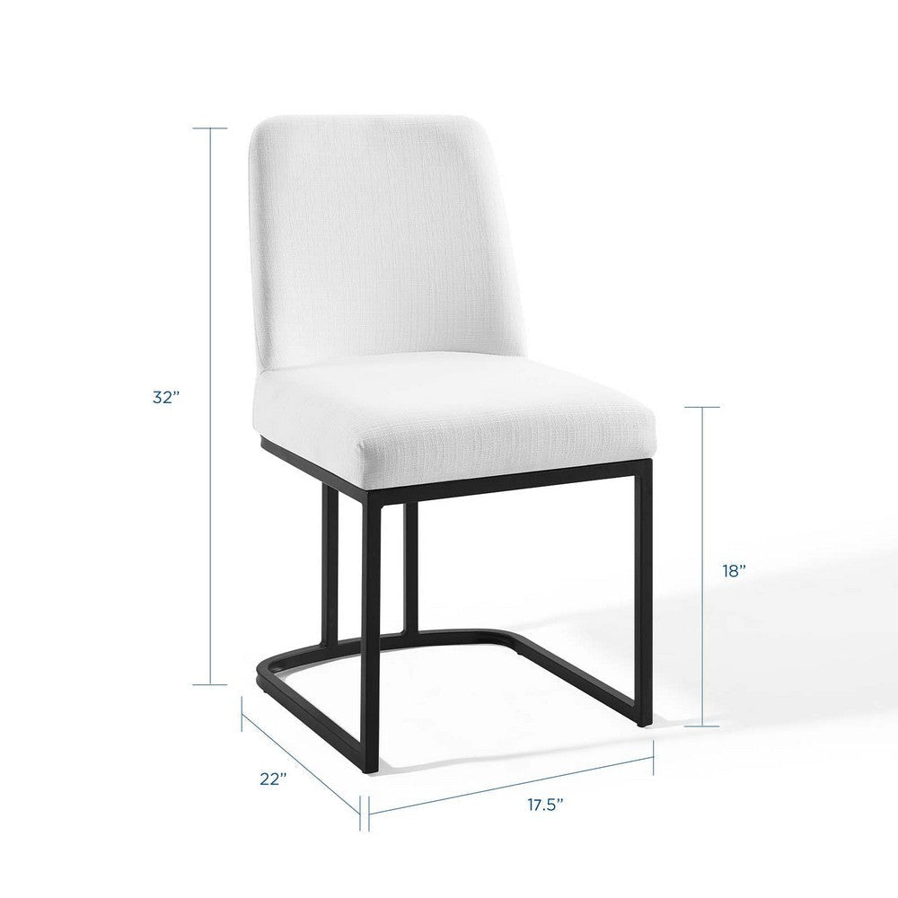 Modway Amplify Sled Base Upholstered Fabric Dining Side Chair Black White 22 x 19 x 32 MDY-EEI-3811-BLK-WHI