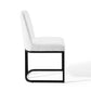 Modway Amplify Sled Base Upholstered Fabric Dining Side Chair Black White 22 x 19 x 32 MDY-EEI-3811-BLK-WHI