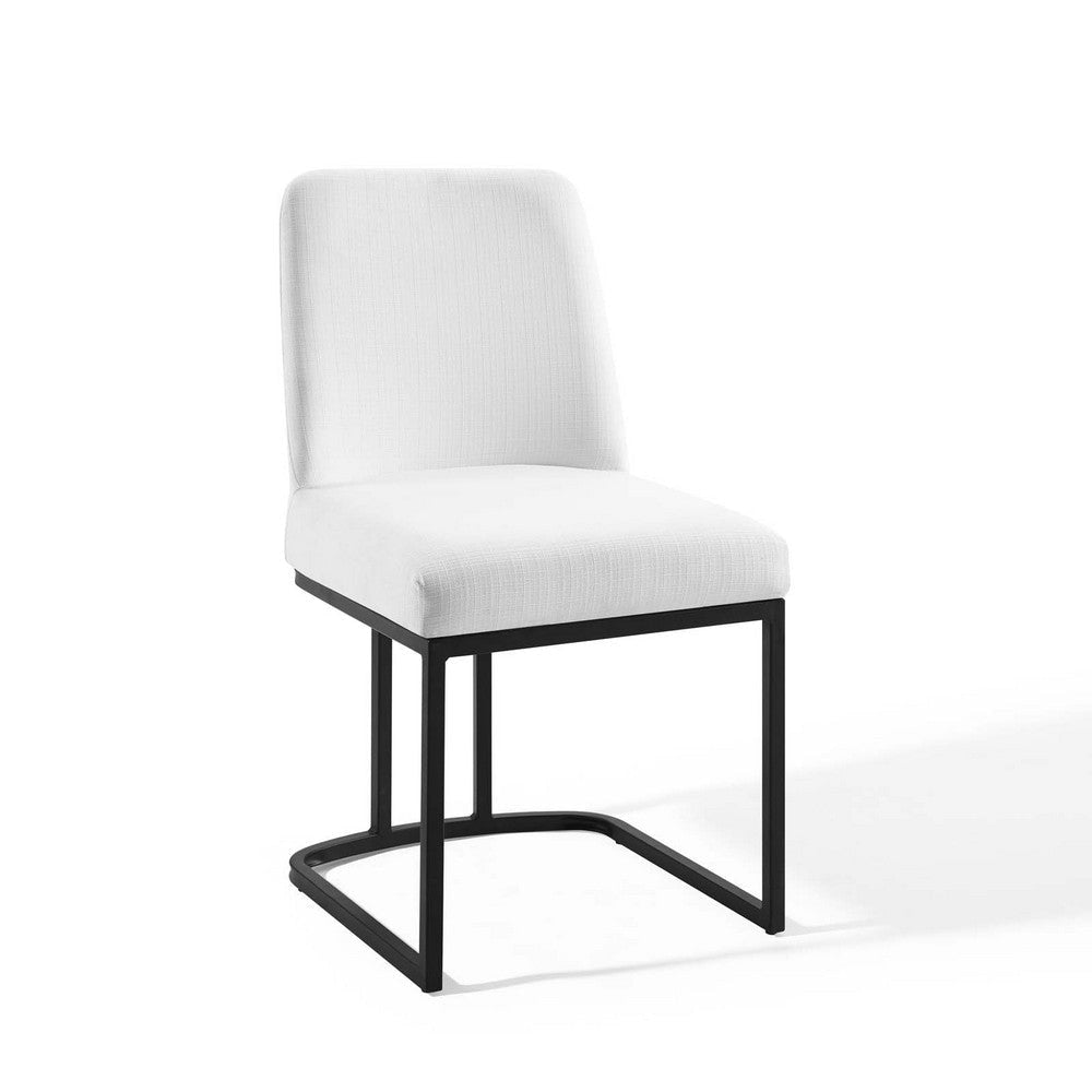 Modway Amplify Sled Base Upholstered Fabric Dining Side Chair, Black White 22 x 19 x 32