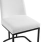 Modway Amplify Sled Base Upholstered Fabric Dining Side Chair Black White 22 x 19 x 32 MDY-EEI-3811-BLK-WHI