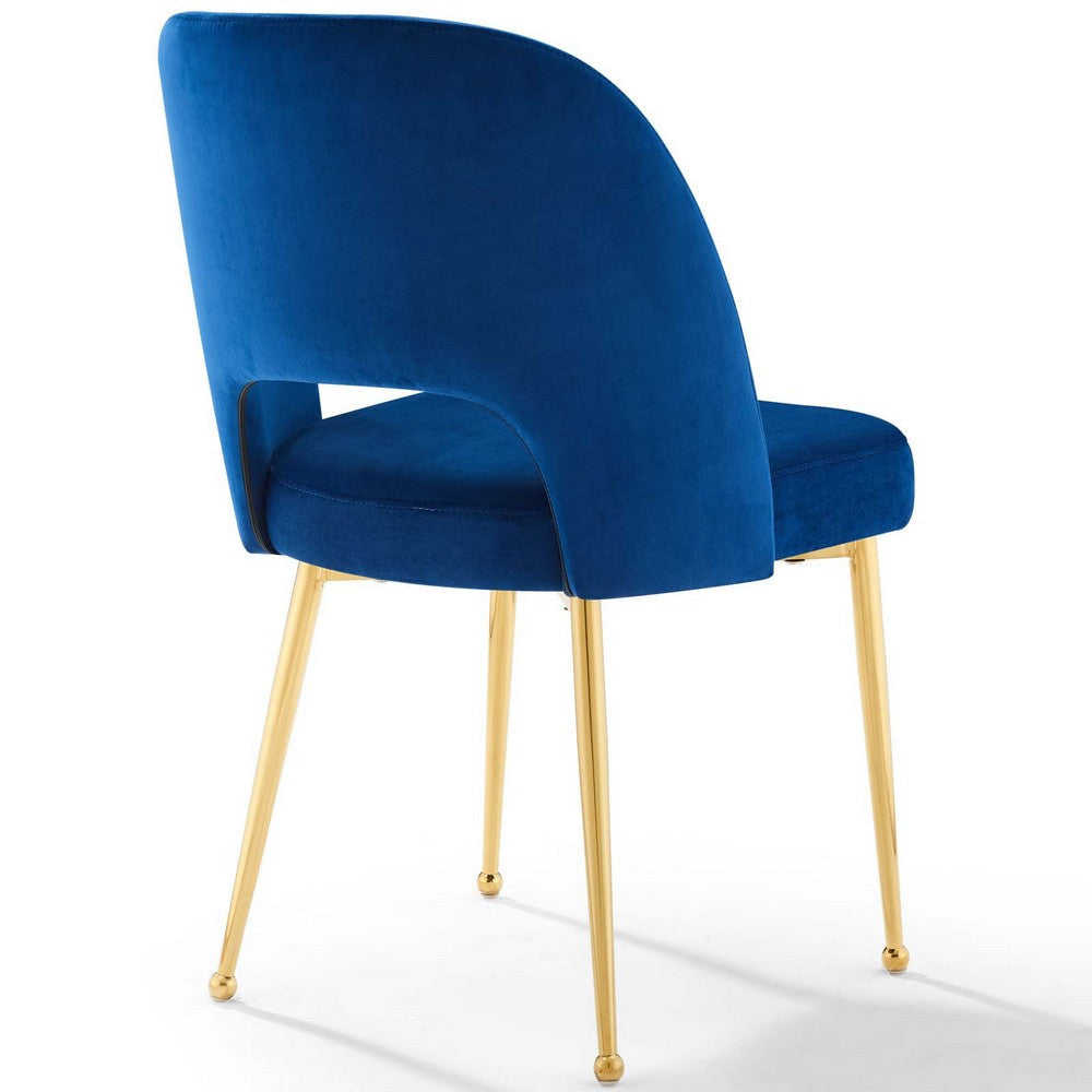 Modway Rouse Performance Velvet Dining Side Chair in Navy MDY-EEI-3836-NAV