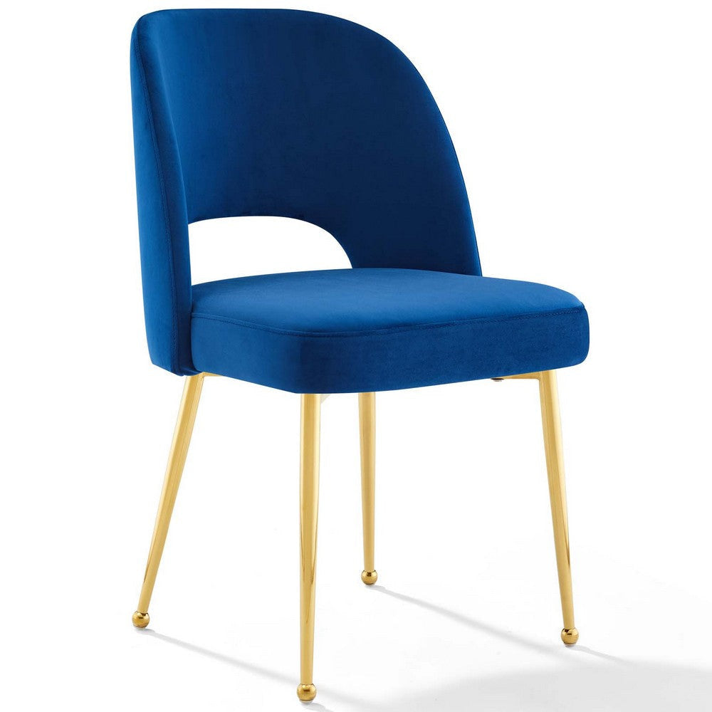 Modway Rouse Performance Velvet Dining Side Chair in Navy