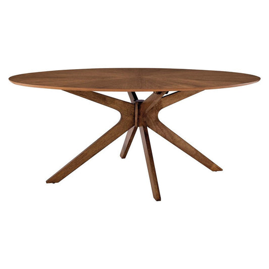 Modway Crossroads 71" Oval Wood Dining Table, Walnut