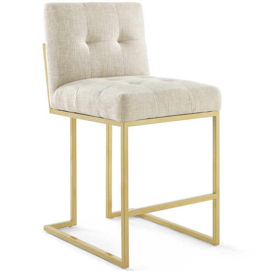 Privy Gold Stainless Steel Upholstered Fabric Counter Stool  - No Shipping Charges