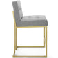 Privy Gold Stainless Steel Upholstered Fabric Counter Stool - No Shipping Charges