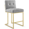 Privy Gold Stainless Steel Upholstered Fabric Counter Stool - No Shipping Charges