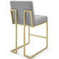 Privy Gold Stainless Steel Upholstered Fabric Counter Stool - No Shipping Charges