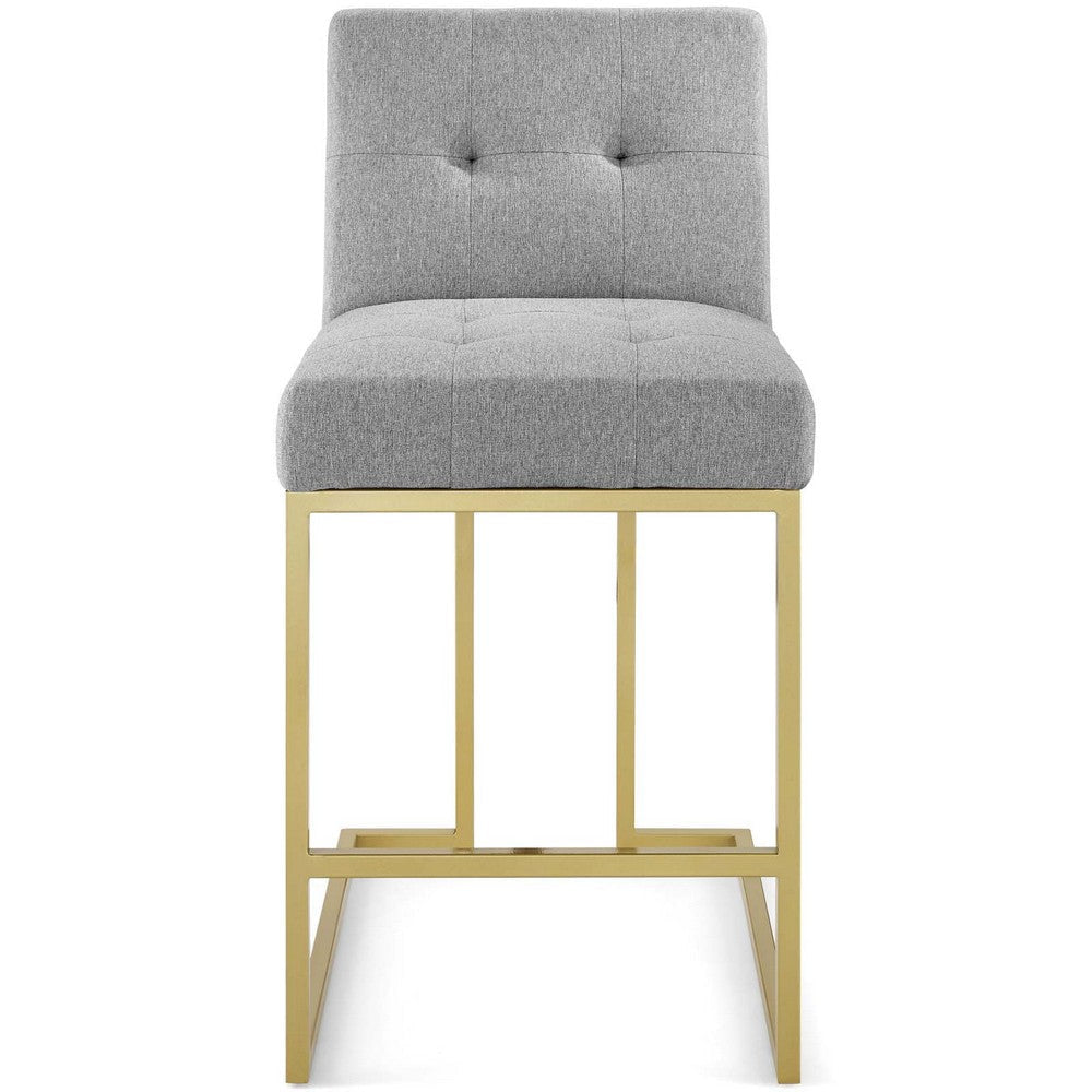 Privy Gold Stainless Steel Upholstered Fabric Counter Stool - No Shipping Charges