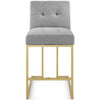 Privy Gold Stainless Steel Upholstered Fabric Counter Stool - No Shipping Charges