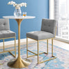 Privy Gold Stainless Steel Upholstered Fabric Counter Stool - No Shipping Charges