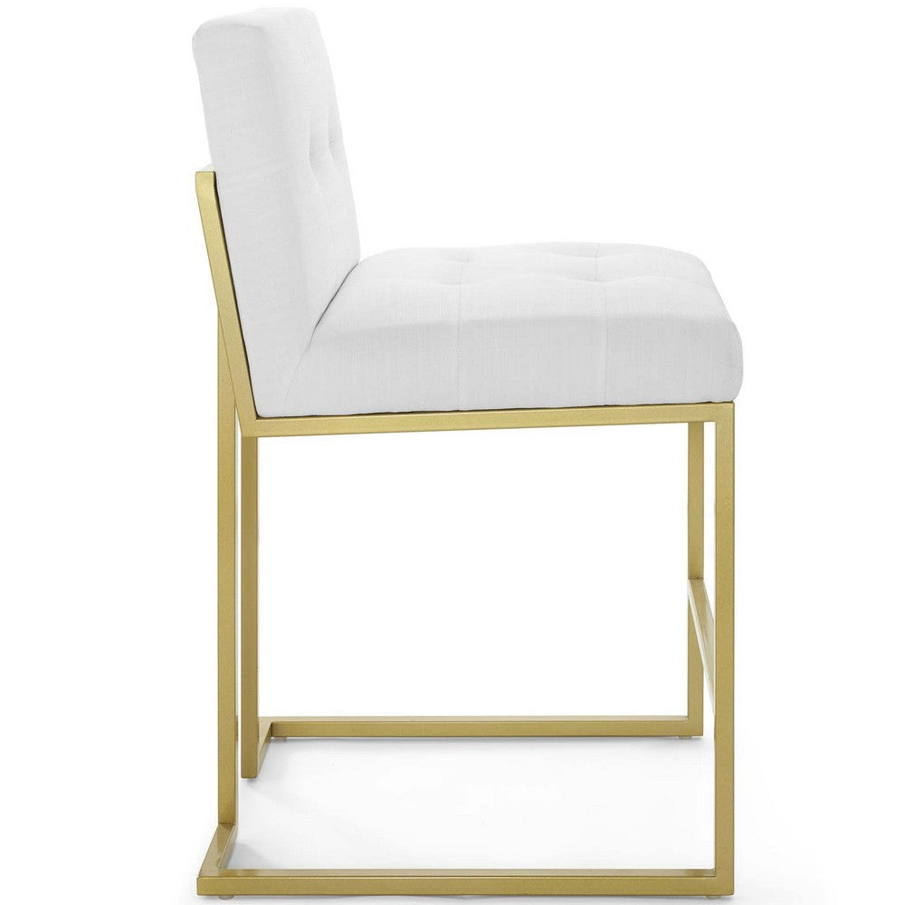 Privy Gold Stainless Steel Upholstered Fabric Counter Stool - No Shipping Charges