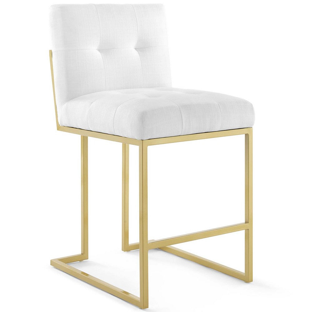 Privy Gold Stainless Steel Upholstered Fabric Counter Stool - No Shipping Charges