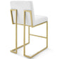 Privy Gold Stainless Steel Upholstered Fabric Counter Stool - No Shipping Charges