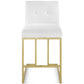 Privy Gold Stainless Steel Upholstered Fabric Counter Stool - No Shipping Charges