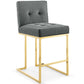 Privy Gold Stainless Steel Performance Velvet Counter Stool  - No Shipping Charges