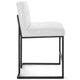 Modway Privy Black Stainless Steel Upholstered Fabric Counter Stool White MDY-EEI-3854-BLK-WHI