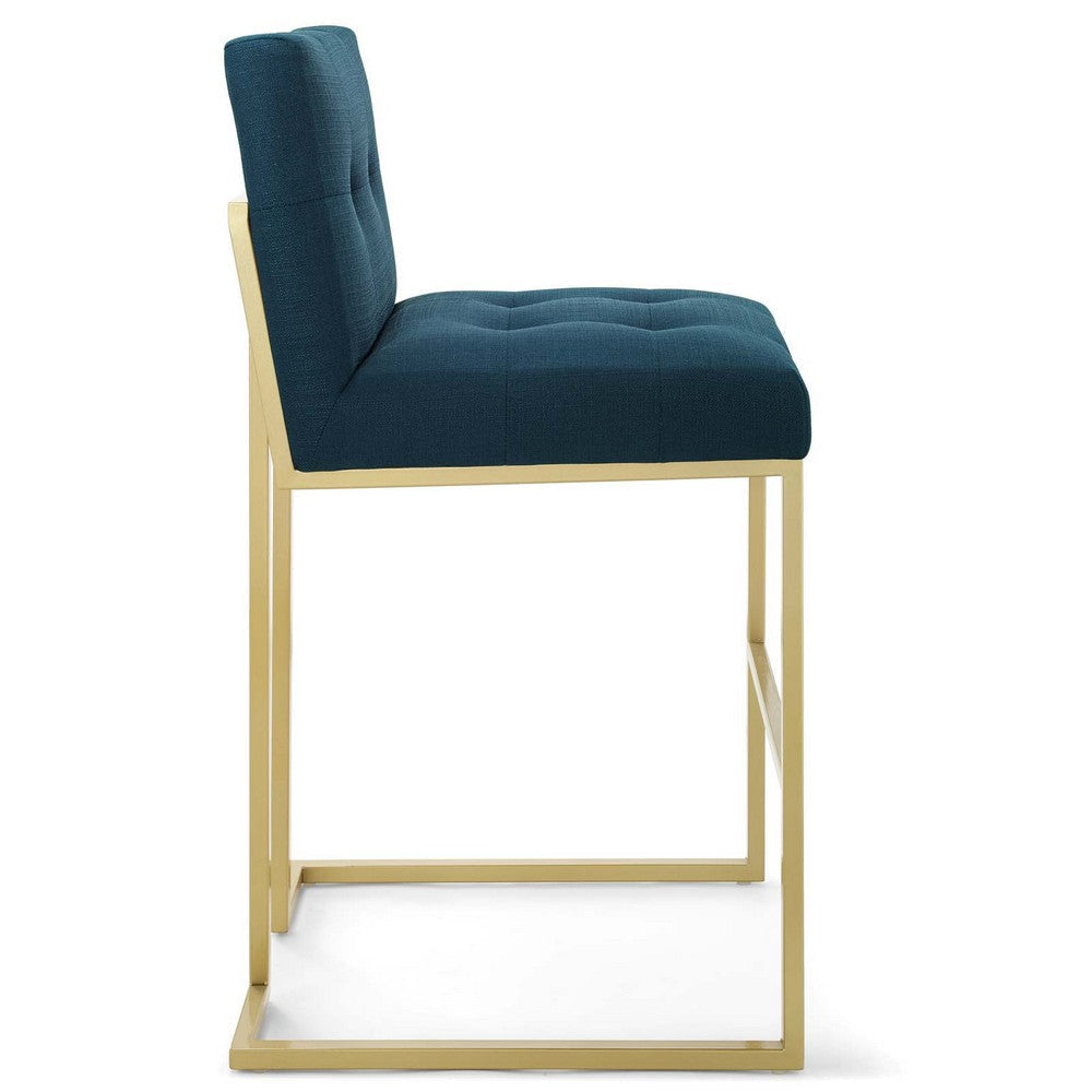 Modway Privy Stainless Steel Upholstered Fabric Bar Stool Gold Azure MDY-EEI-3855-GLD-AZU