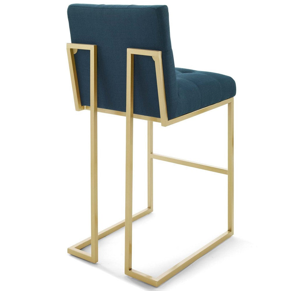 Modway Privy Stainless Steel Upholstered Fabric Bar Stool Gold Azure MDY-EEI-3855-GLD-AZU