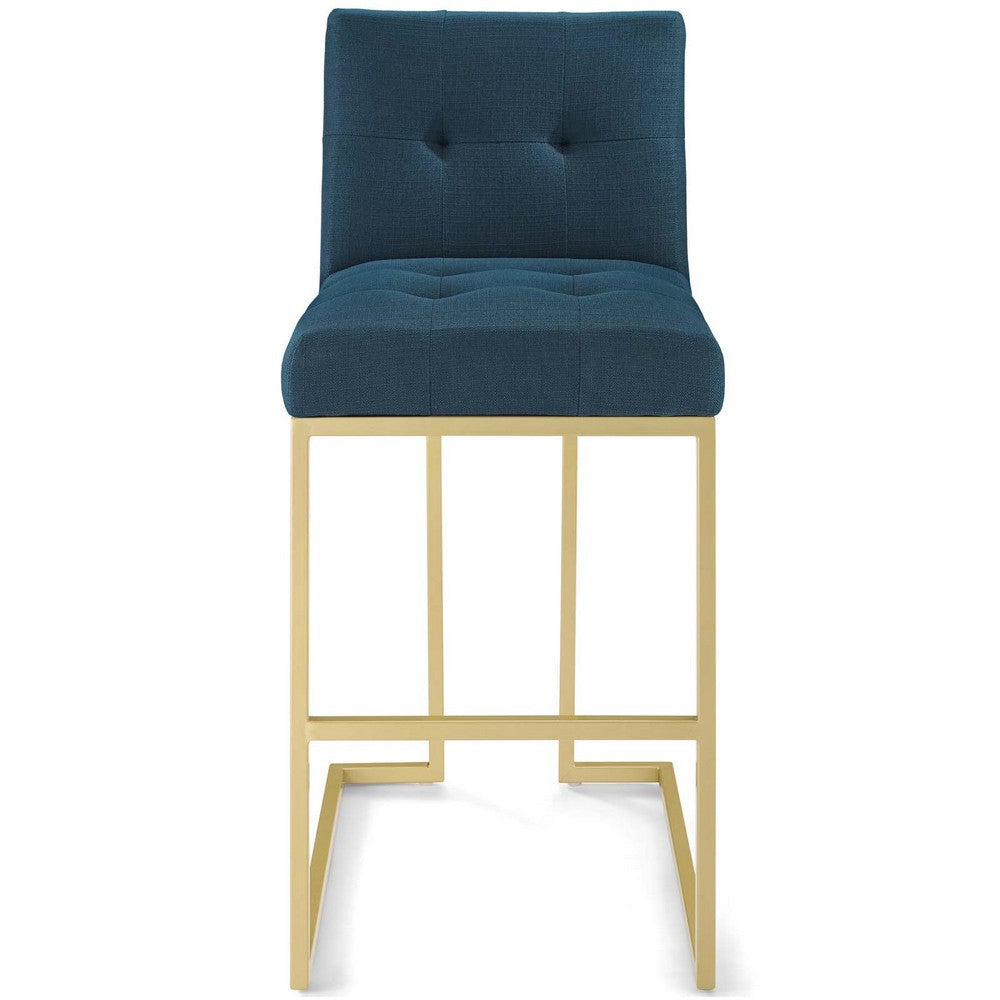 Modway Privy Stainless Steel Upholstered Fabric Bar Stool Gold Azure MDY-EEI-3855-GLD-AZU