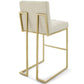 Privy Gold Stainless Steel Upholstered Fabric Bar Stool - No Shipping Charges