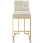 Privy Gold Stainless Steel Upholstered Fabric Bar Stool - No Shipping Charges