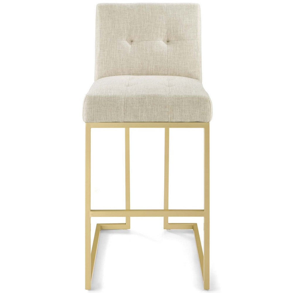 Privy Gold Stainless Steel Upholstered Fabric Bar Stool - No Shipping Charges